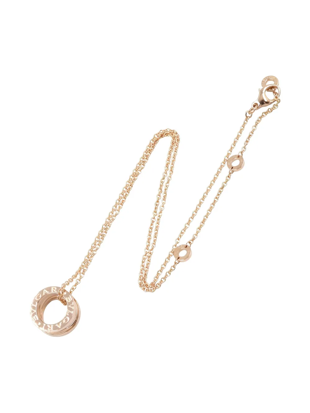 Pre-owned Bvlgari 2010s 18k Rose Gold B-zero1 B Ceramic Necklace