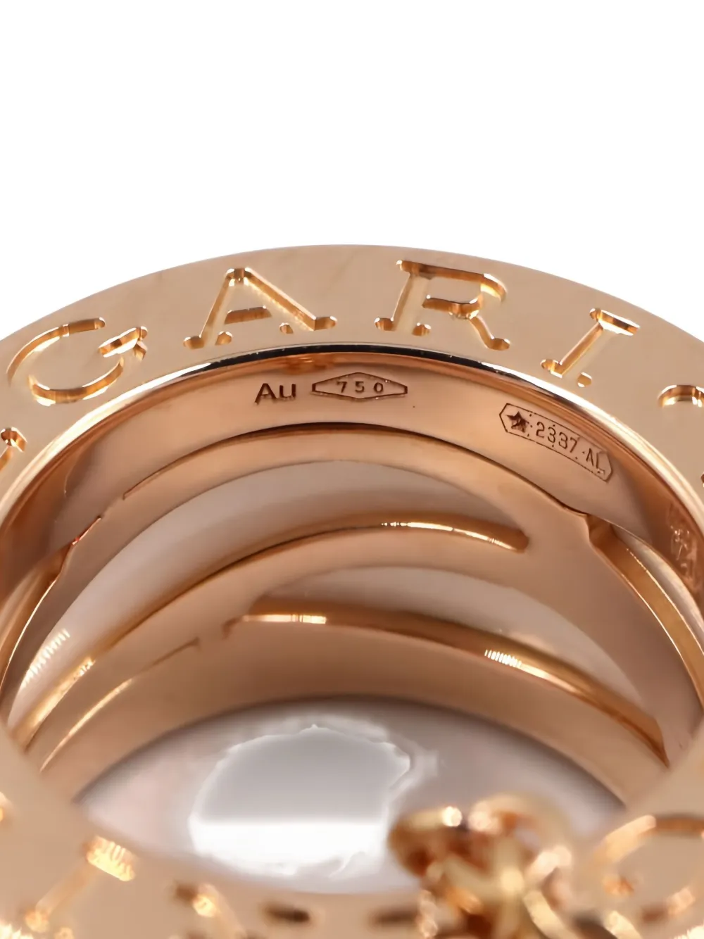 Pre-owned Bvlgari 2010s 18k Rose Gold B-zero1 B Ceramic Necklace