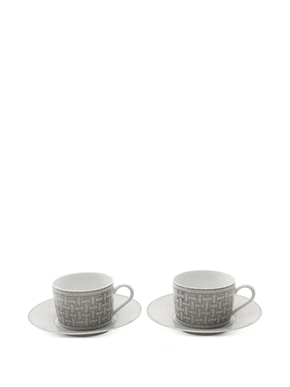 Hermès Pre-Owned Mosaic 24 teacup and saucer (set of two) | Grey | Image 1