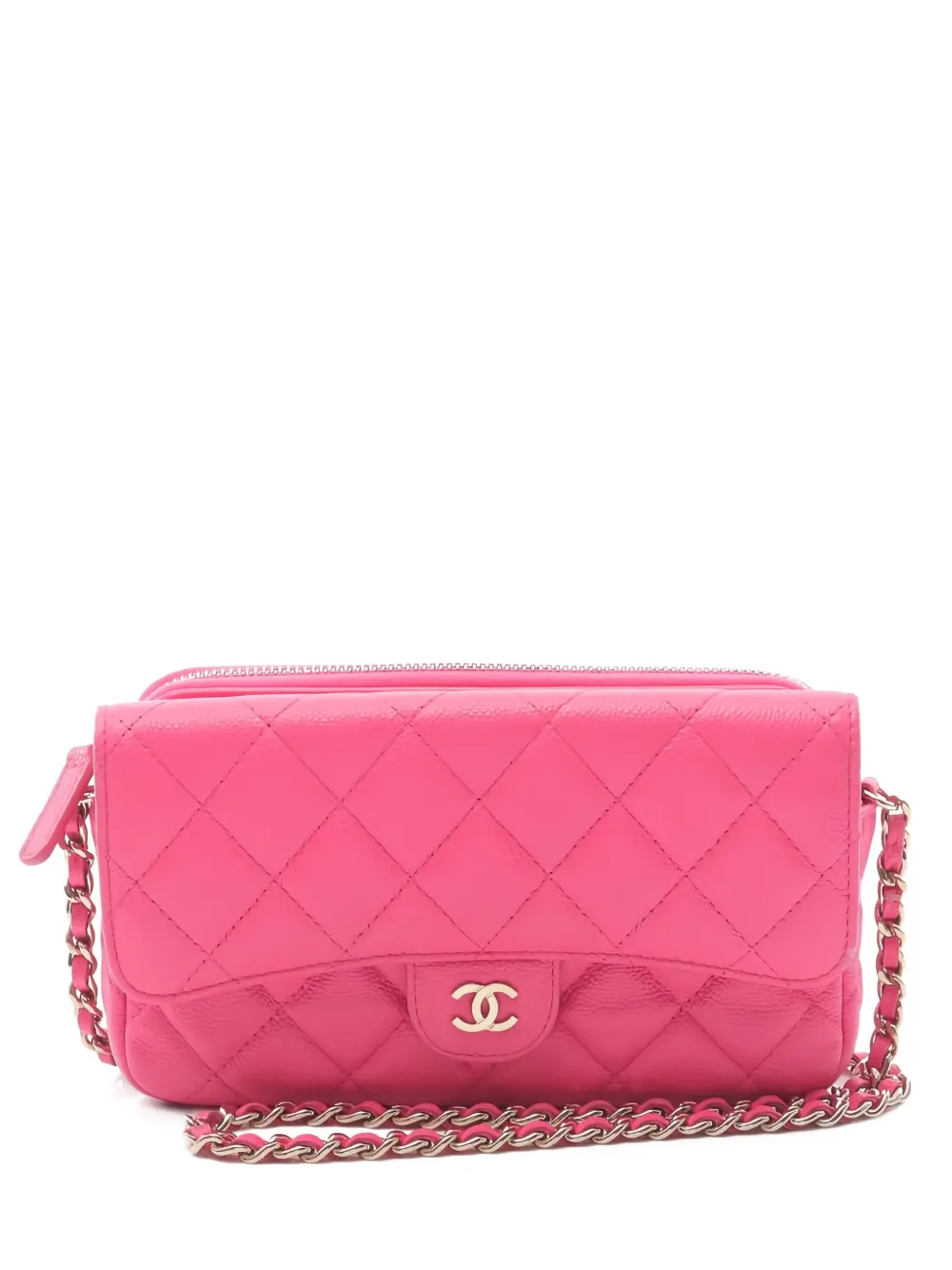 Pre-owned Chanel 2021 Matelassé Cross Body Bag In Pink