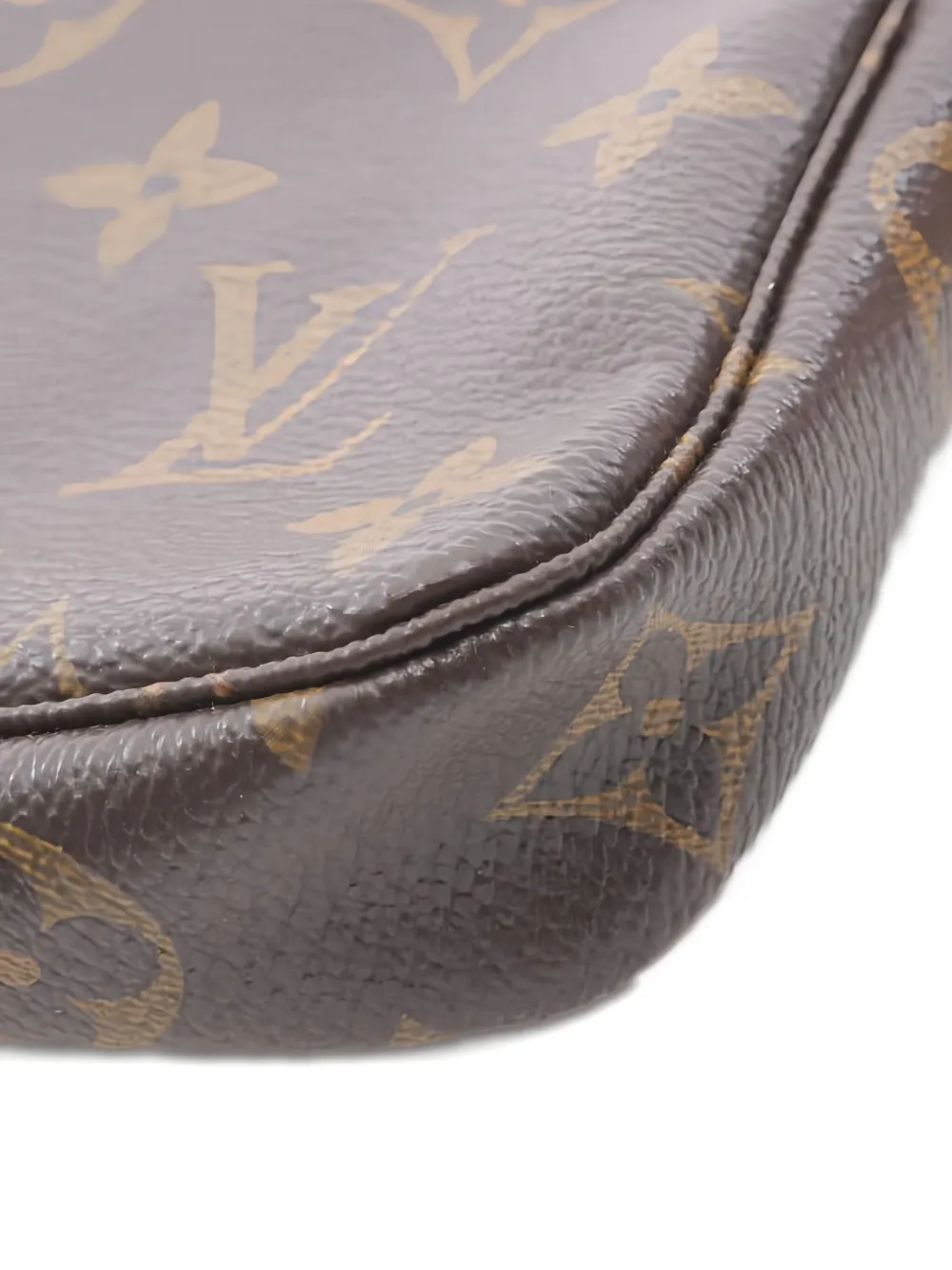 Pre-owned Louis Vuitton 2012 Monogram Chain Mini Pochette Shoulder Bag In Brown
