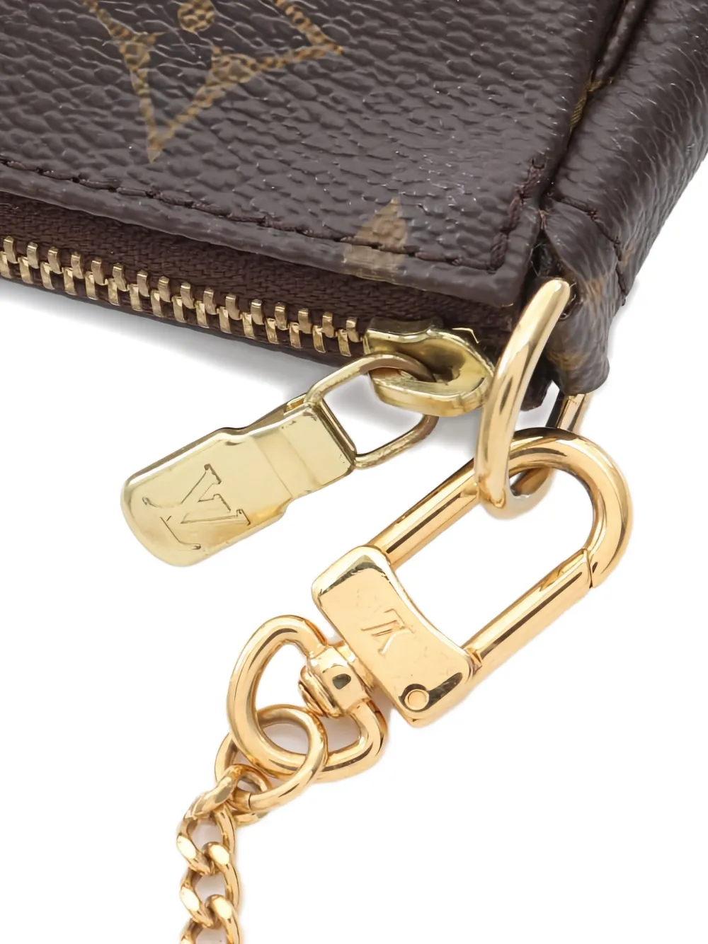 Pre-owned Louis Vuitton 2012 Monogram Chain Mini Pochette Shoulder Bag In Brown