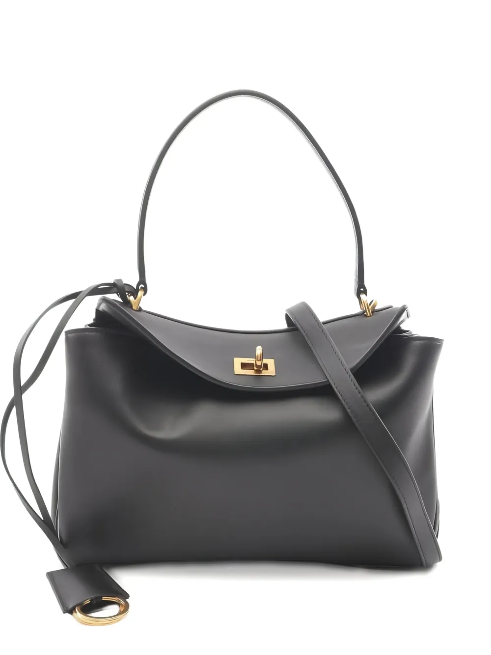 Pre-owned Balenciaga 2020s Small Rodeo Leather Tote Bag In Black