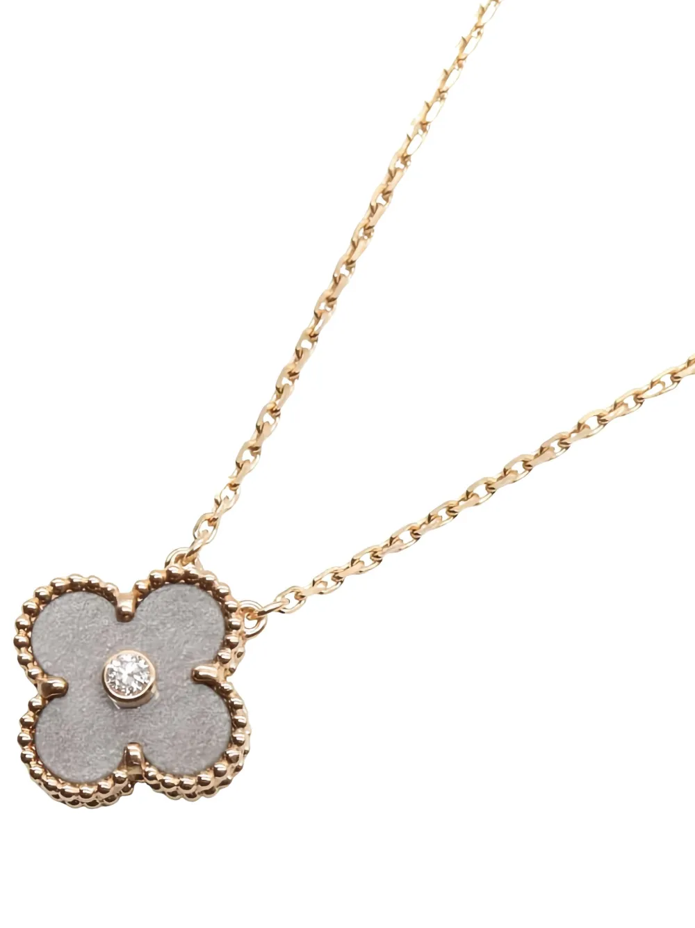 Pre-owned Van Cleef & Arpels 2010s 18k Rose Gold Alhambra Diamond Necklace