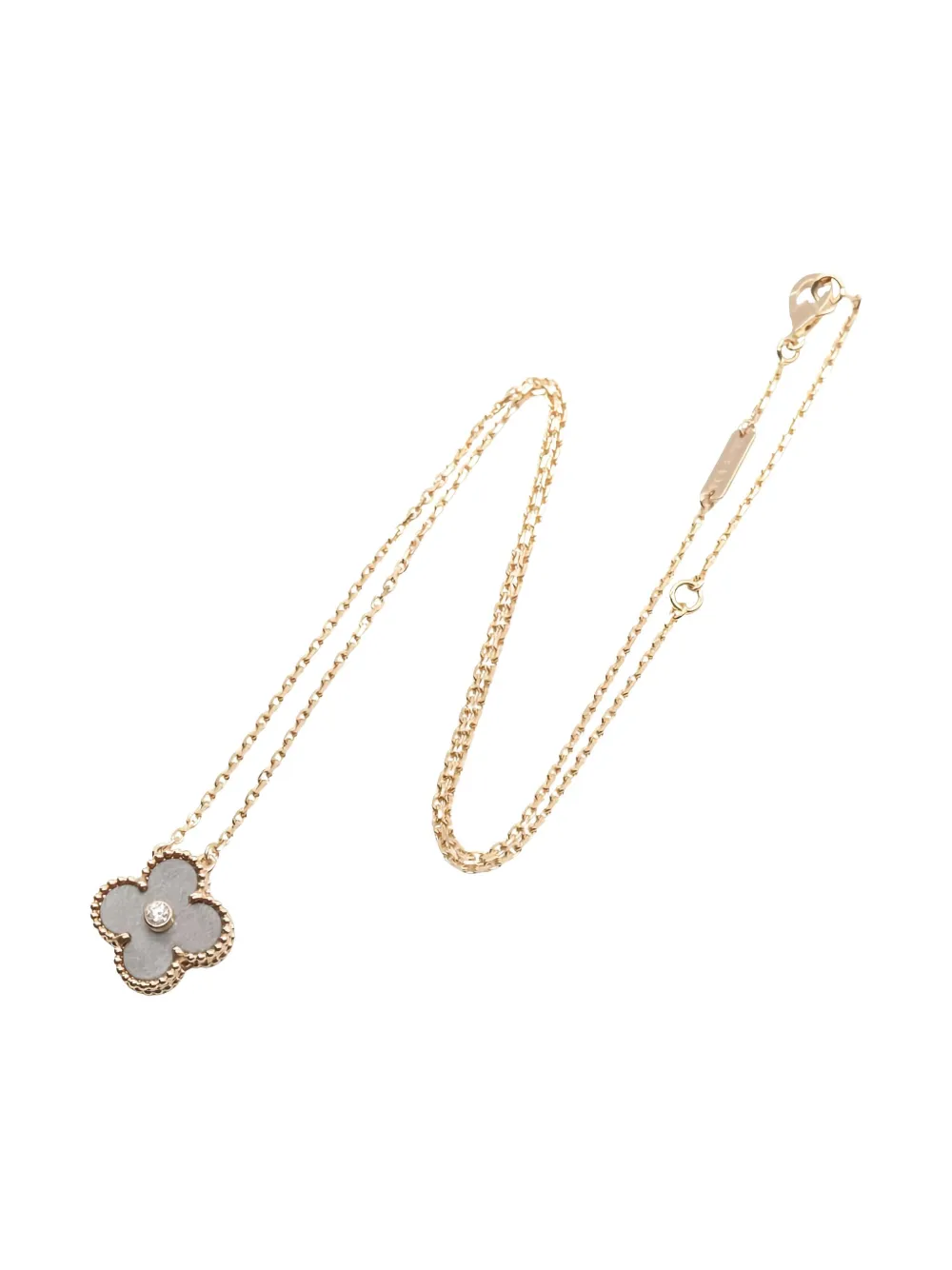 Pre-owned Van Cleef & Arpels 2010s 18k Rose Gold Alhambra Diamond Necklace