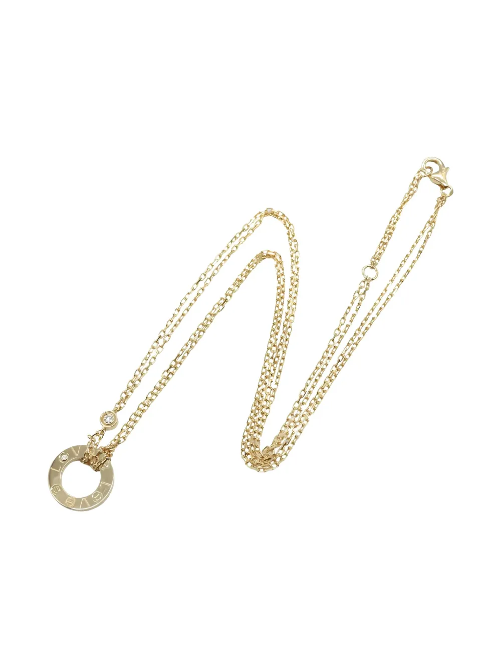 Pre-owned Cartier 2010s 18k Yellow Gold Love Circle Diamonds Necklace