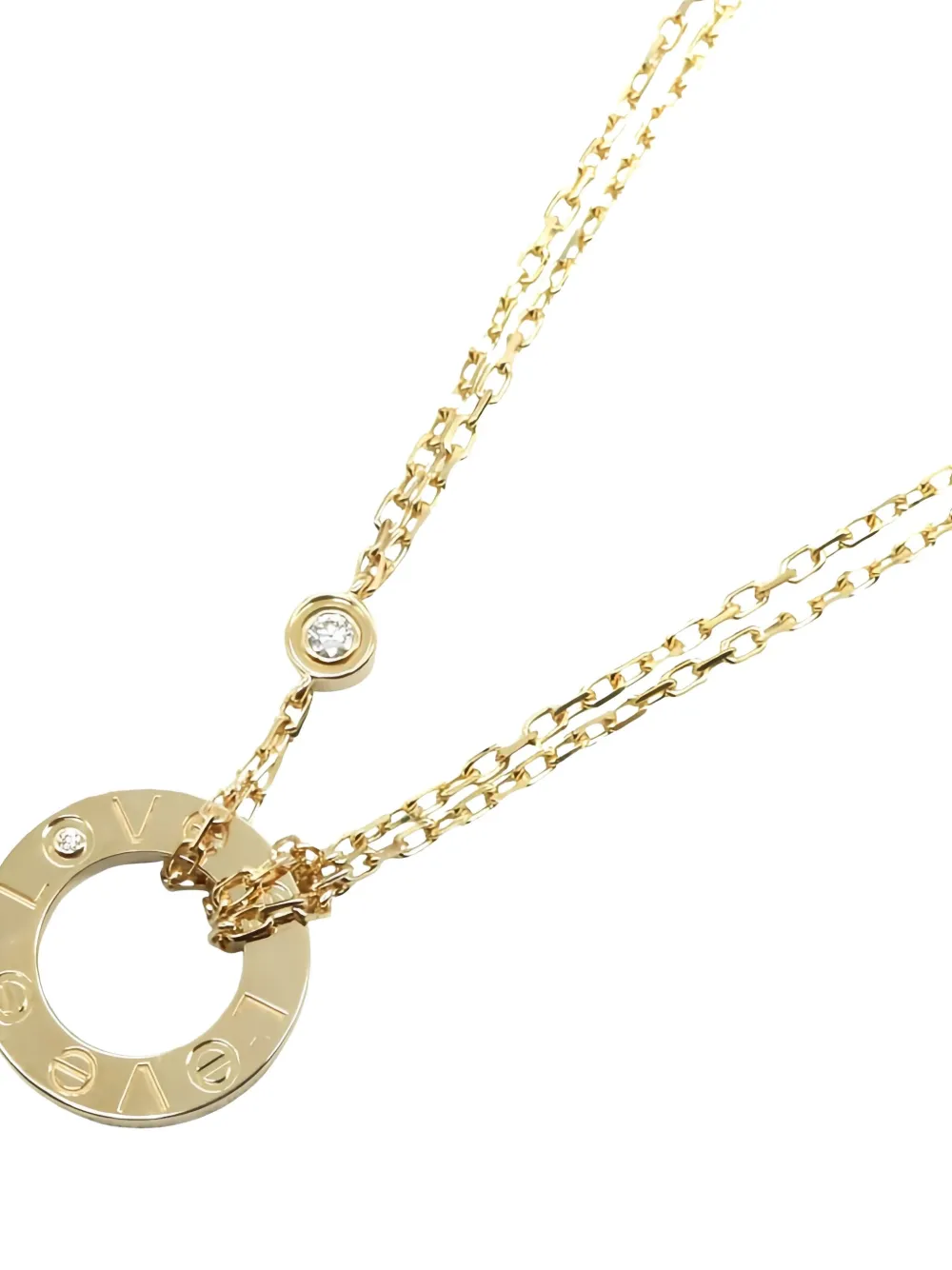 Pre-owned Cartier 2010s 18k Yellow Gold Love Circle Diamonds Necklace