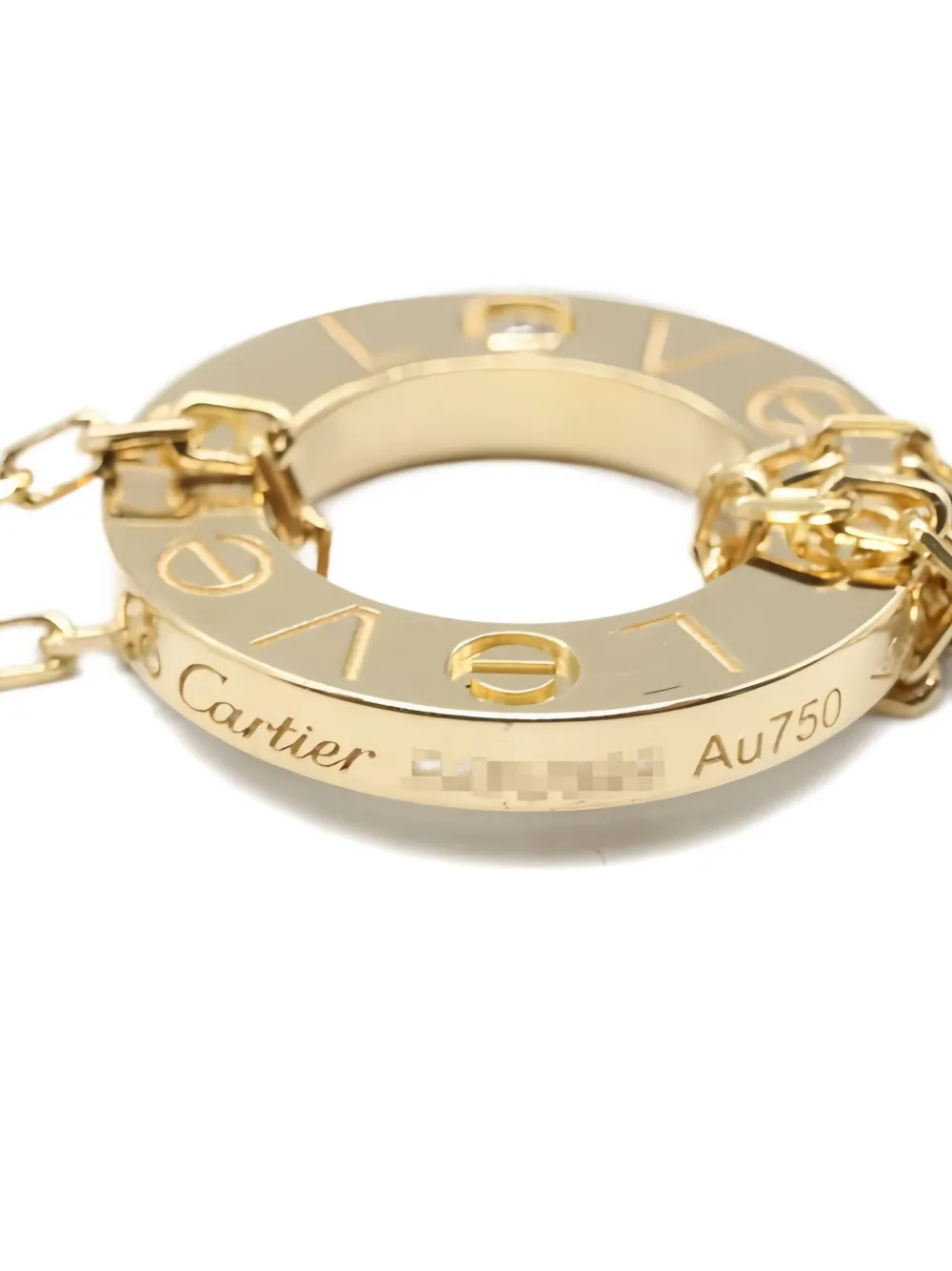 Pre-owned Cartier 2010s 18k Yellow Gold Love Circle Diamonds Necklace