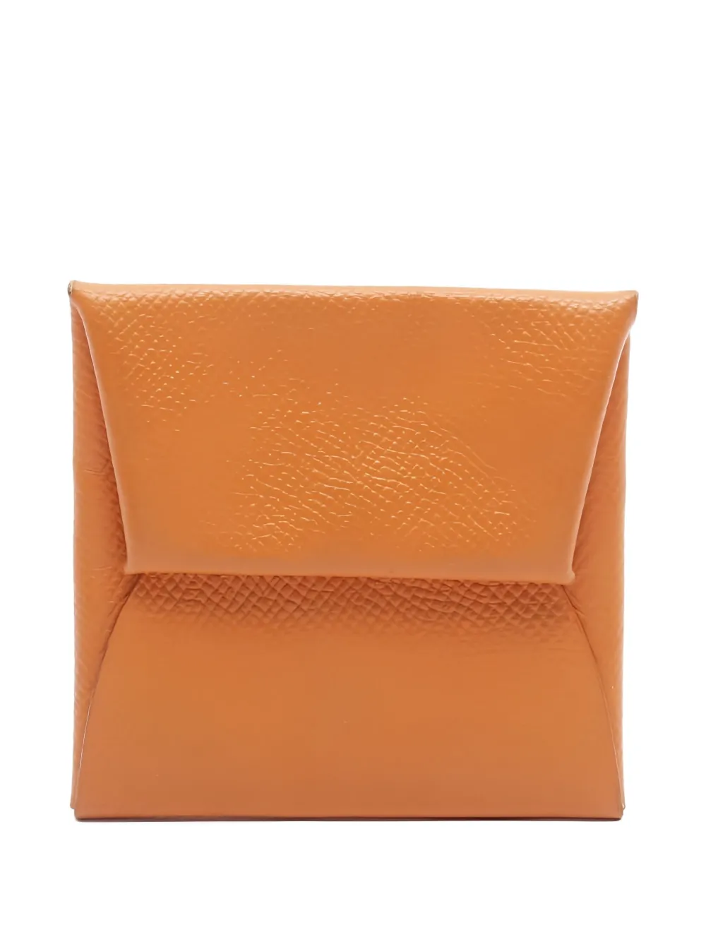 Pre-owned Hermes 2010s Engraved Bastia Coin Wallet In Orange