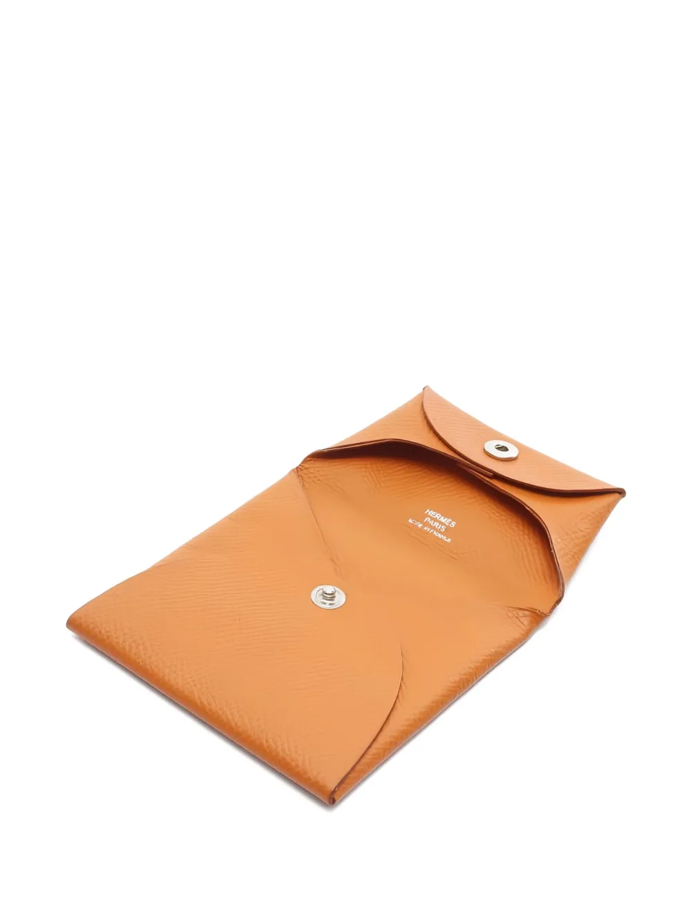 Pre-owned Hermes 2010s Engraved Bastia Coin Wallet In Orange