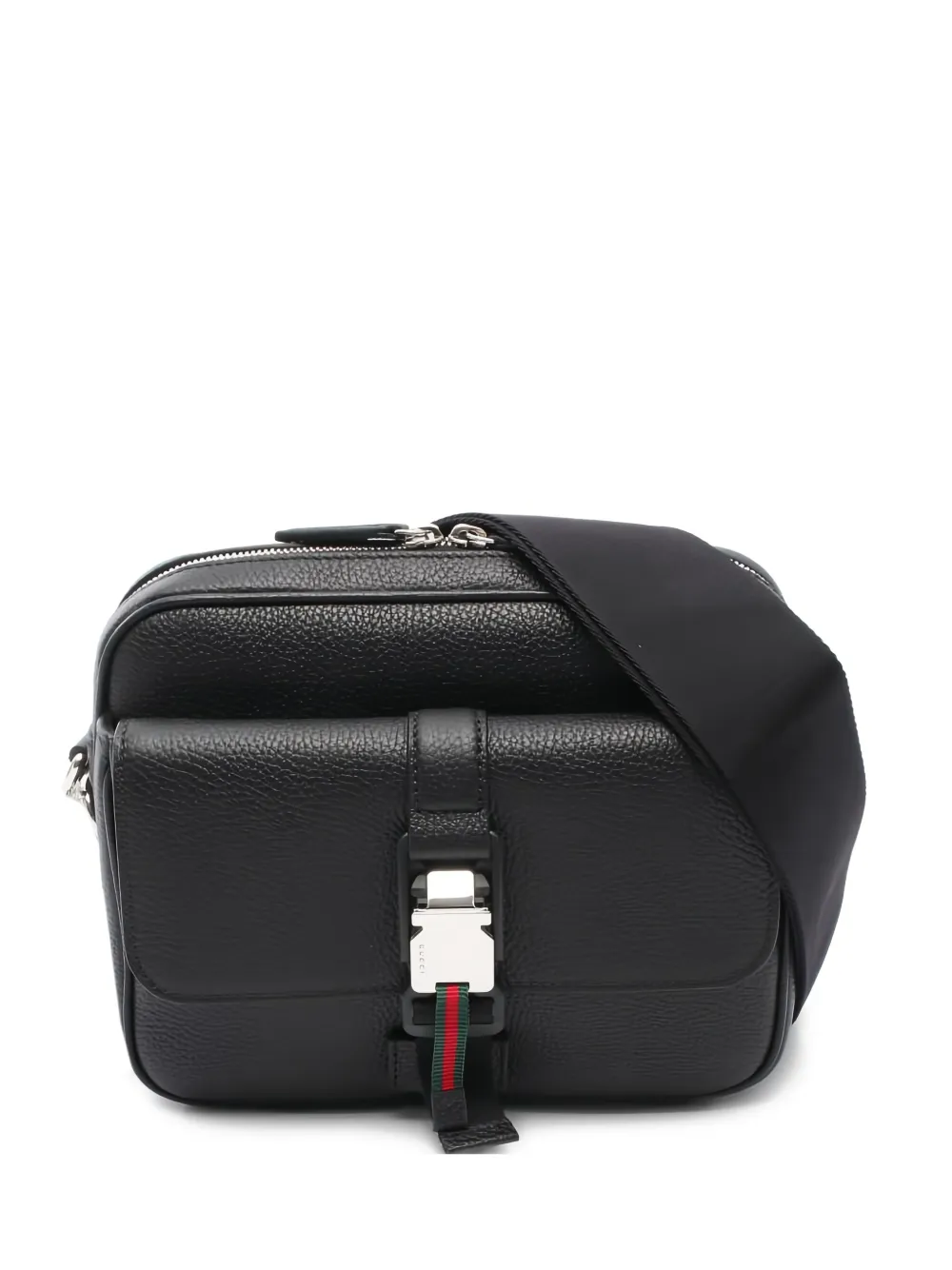 Gucci Pre-Owned 2020s web-stripe leather shoulder bag | Black | Image 1