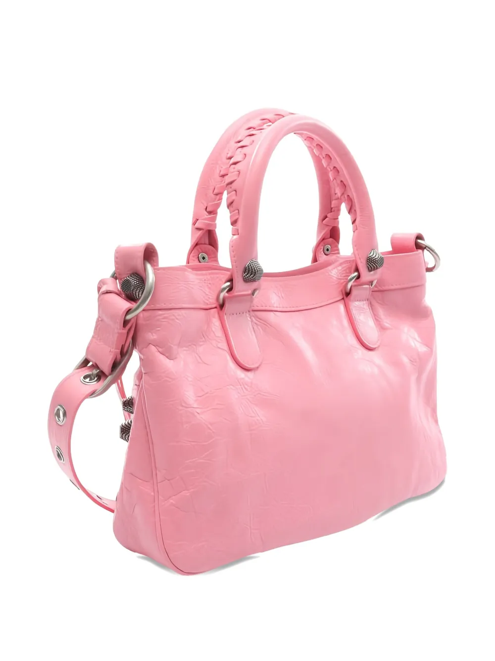 Pre-owned Balenciaga 2020s Studded Neo Cagole Tote Bag In Pink