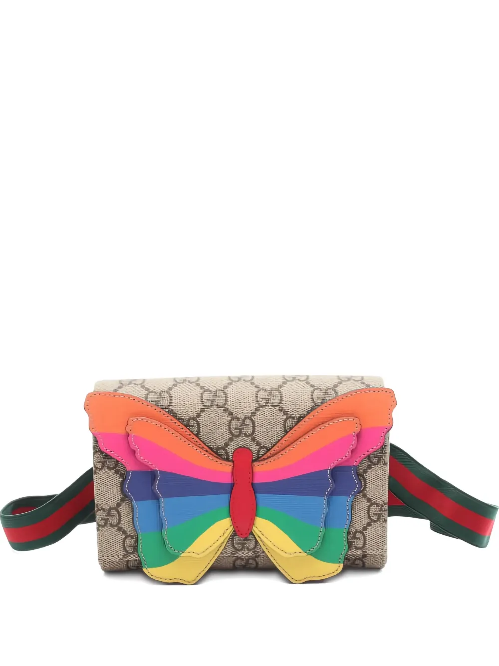 Pre-owned Gucci 2010s Gg Supreme Butterfly Belt Bag In Neutral