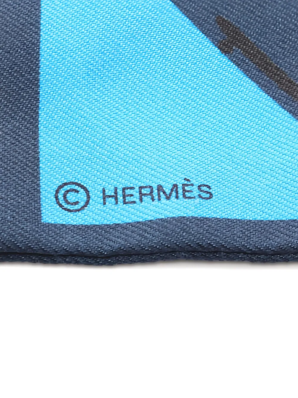 Pre-owned Hermes 2010s Twilly Figures Libres Scarf In Blue