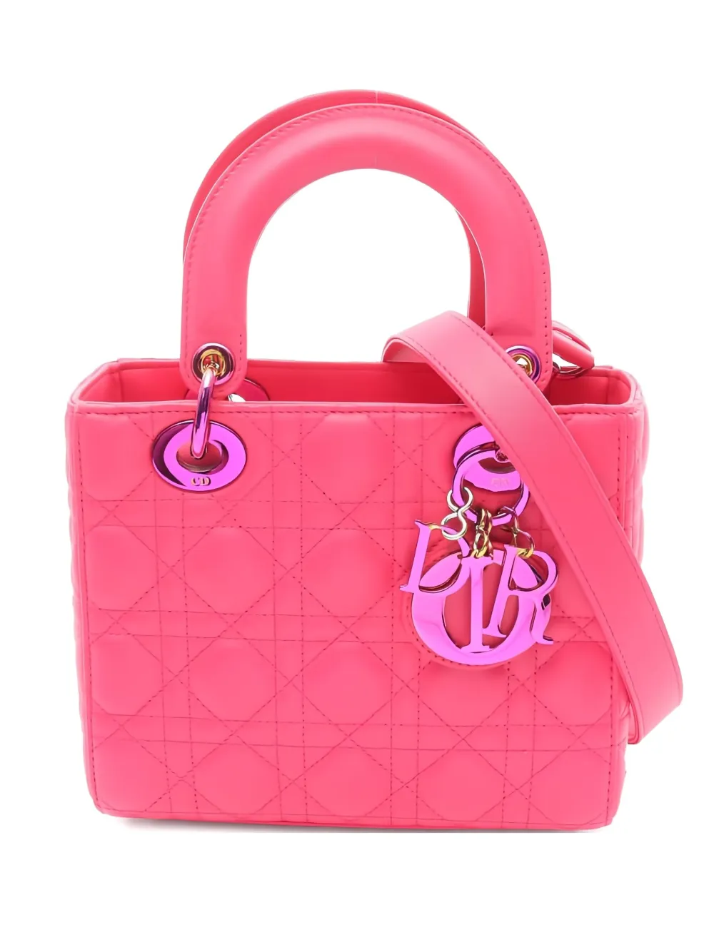 Pre-owned Dior 2010s Lady Mini Canage-quilting Tote Bag In Pink