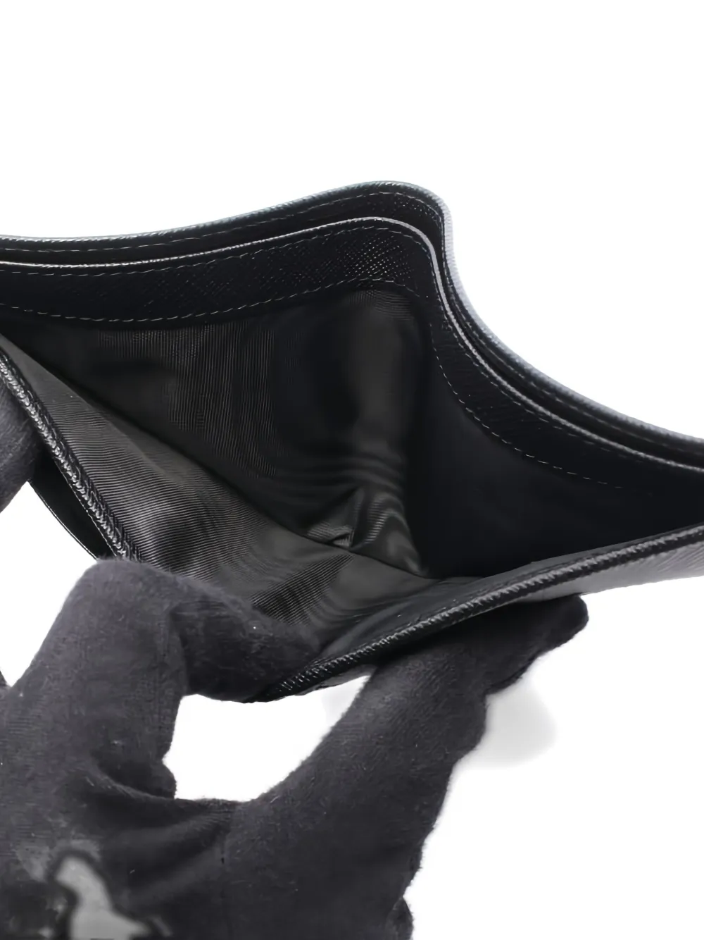 Pre-owned Prada 2020s Triangle Bi-fold Wallet In Black