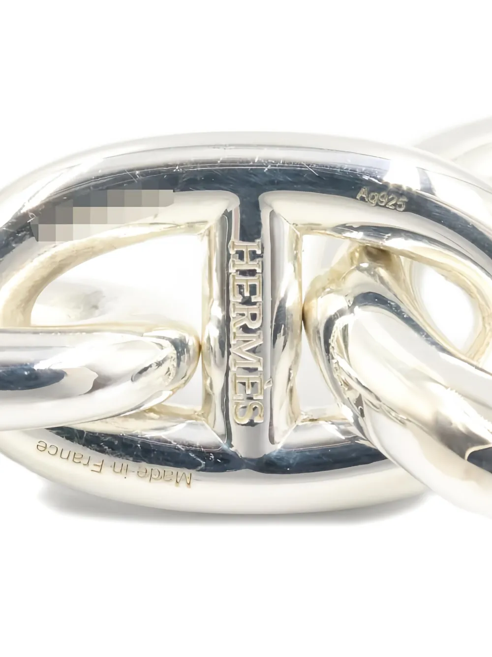 Pre-owned Hermes 2010s D'ancre Tgm Bracelet In Silver