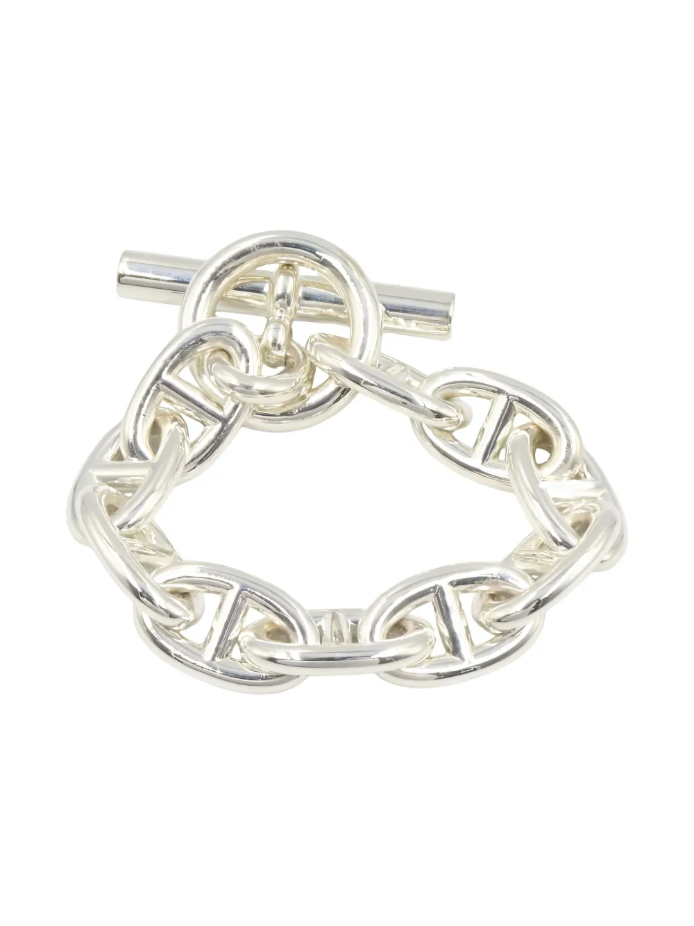 Pre-owned Hermes 2010s D'ancre Tgm Bracelet In Silver