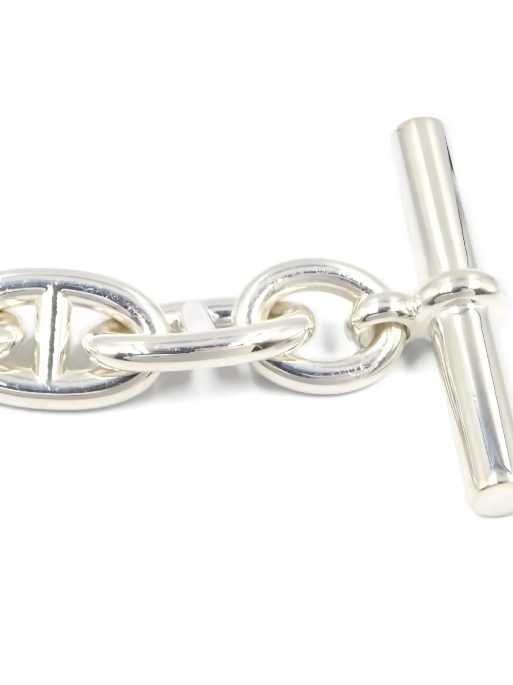 Pre-owned Hermes 2010s D'ancre Tgm Bracelet In Silver