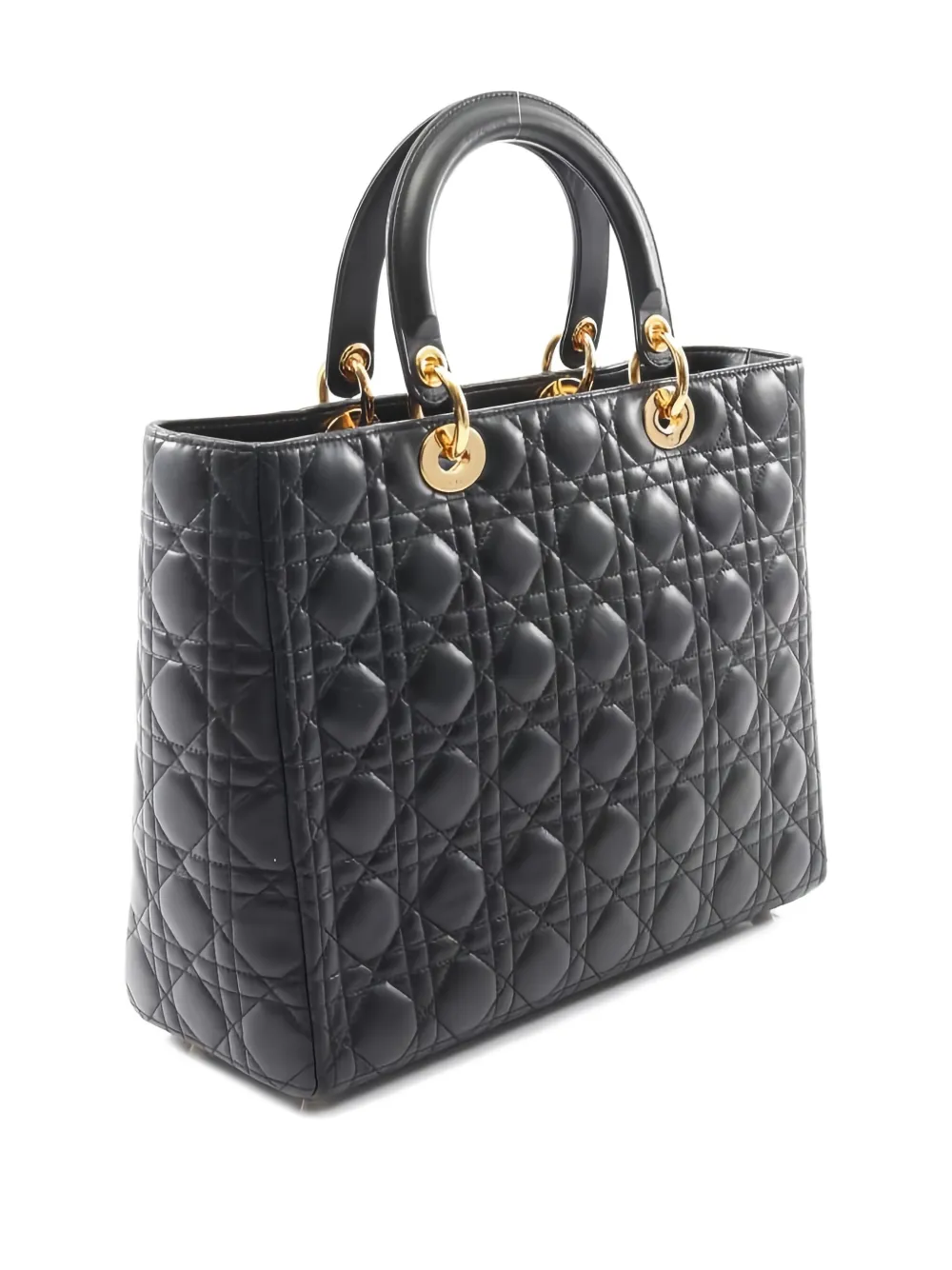 Pre-owned Dior Lady  Large Cannage Tote Bag In Black