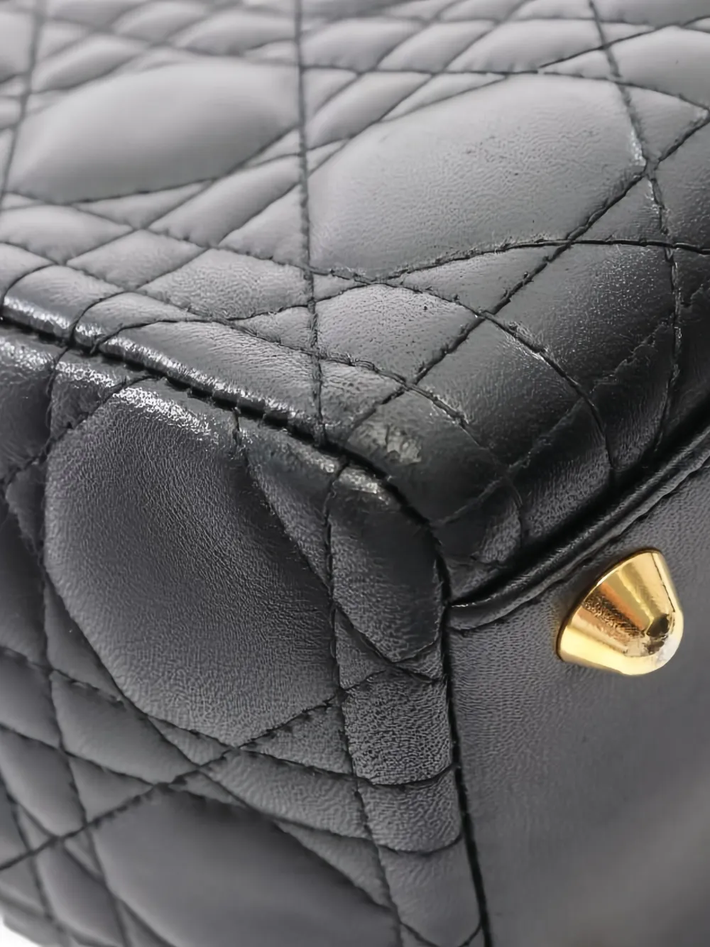 Pre-owned Dior Lady  Large Cannage Tote Bag In Black