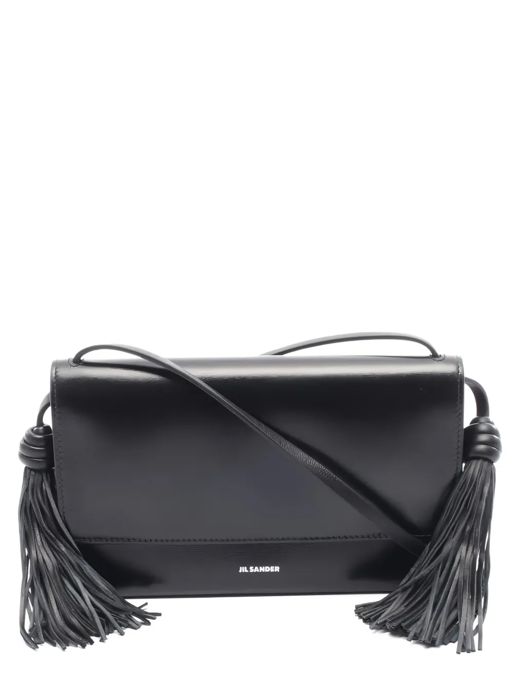 Jil Sander Pre-Owned 2020s tassel-detail leather shoulder bag - Nero