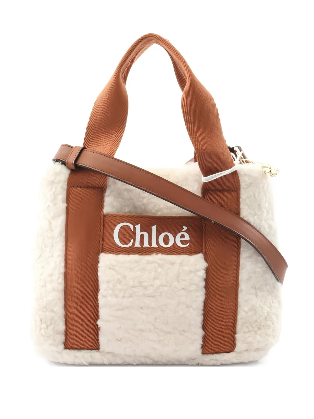 Chloé Pre-Owned 2020s small Woody logo-print tote bag | White | Image 1