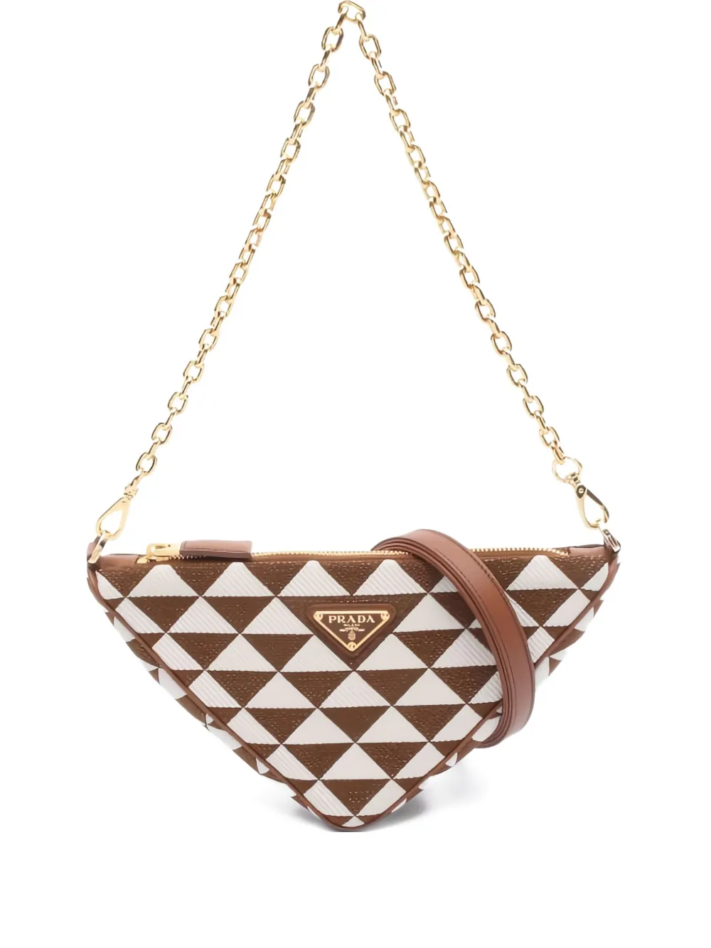 Prada Pre-Owned 2010s Symbole triangle shoulder bag | Brown | Image 1