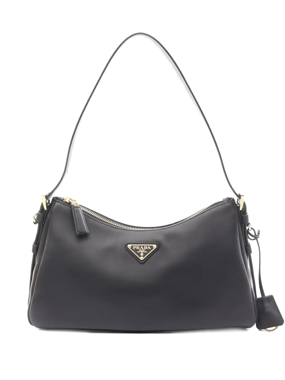 Pre-owned Prada 2020s Medium Aimée Leather Shoulder Bag In Black