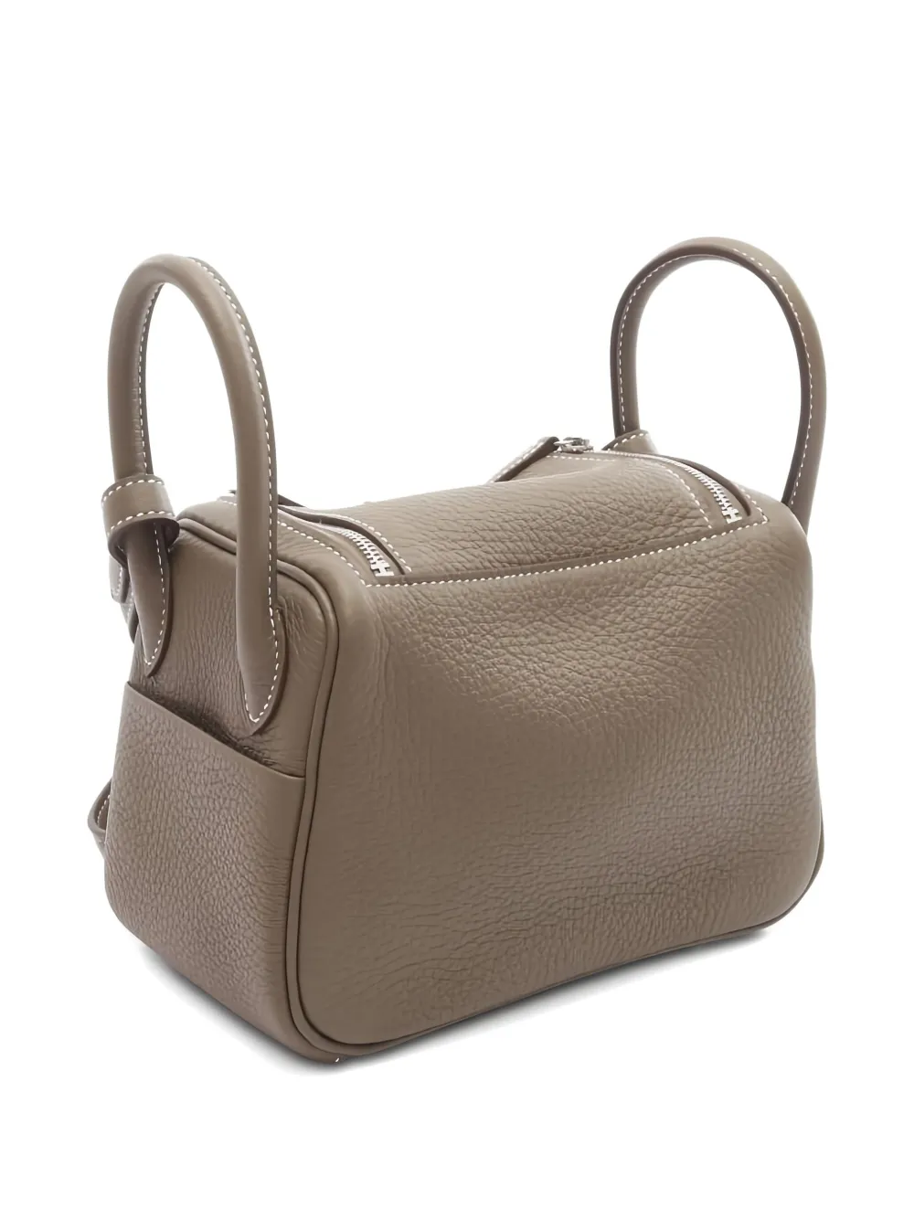 Pre-owned Hermes 2024 Mini Lindy Leather Tote Bag In Brown