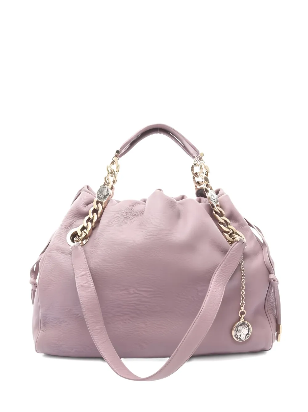 Pre-owned Bvlgari 2000's Chain Leather Tote Bag In Pink