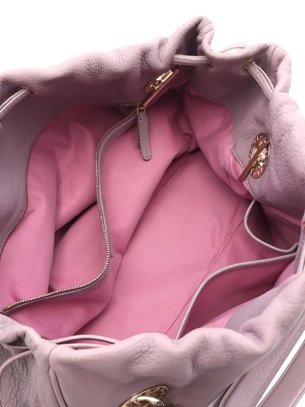 Pre-owned Bvlgari 2000's Chain Leather Tote Bag In Pink