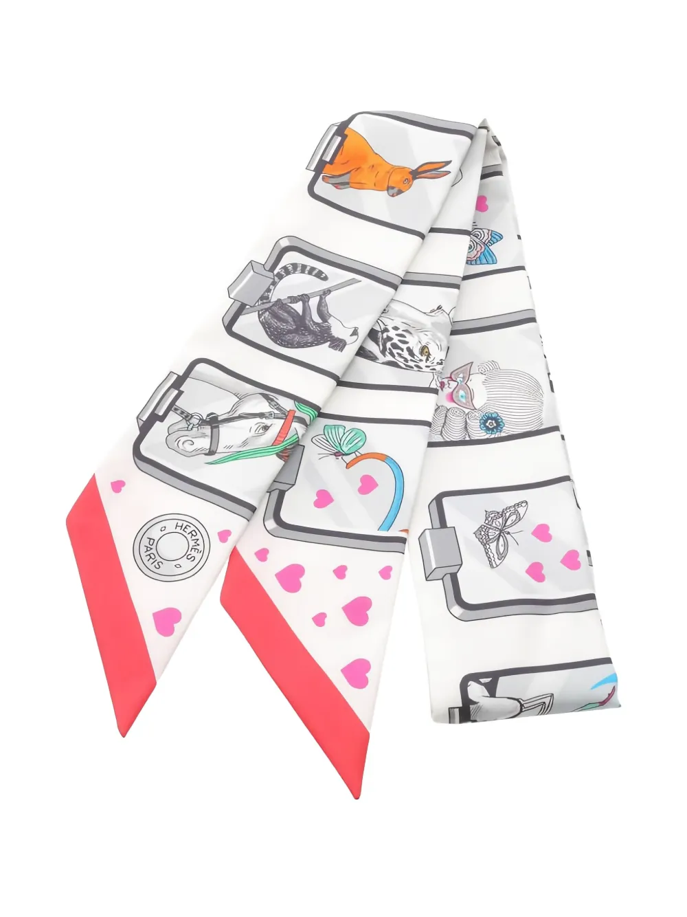Pre-owned Hermes 2020s Story Ribbon Scarf In White