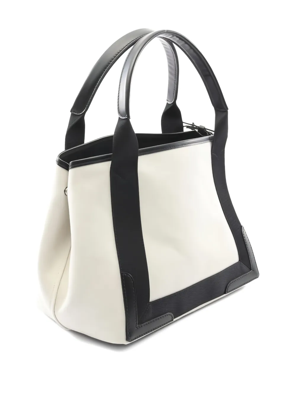 Pre-owned Balenciaga 2010s Small Cabas Hippopotamus Logo Canvas Tote Bag In White