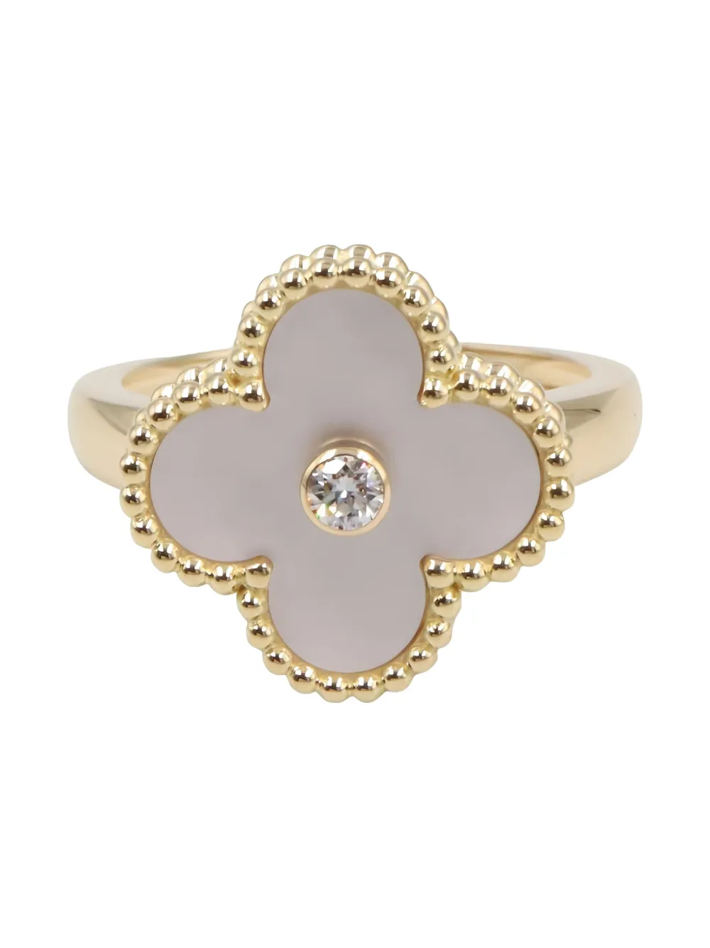 Pre-owned Van Cleef & Arpels 2010s 18k Yellow Gold Alhambra Diamond Ring