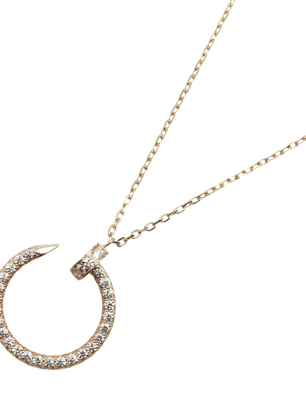 Pre-owned Cartier 2010s 18k Rose Gold Juste Un Clou Diamonds Necklace