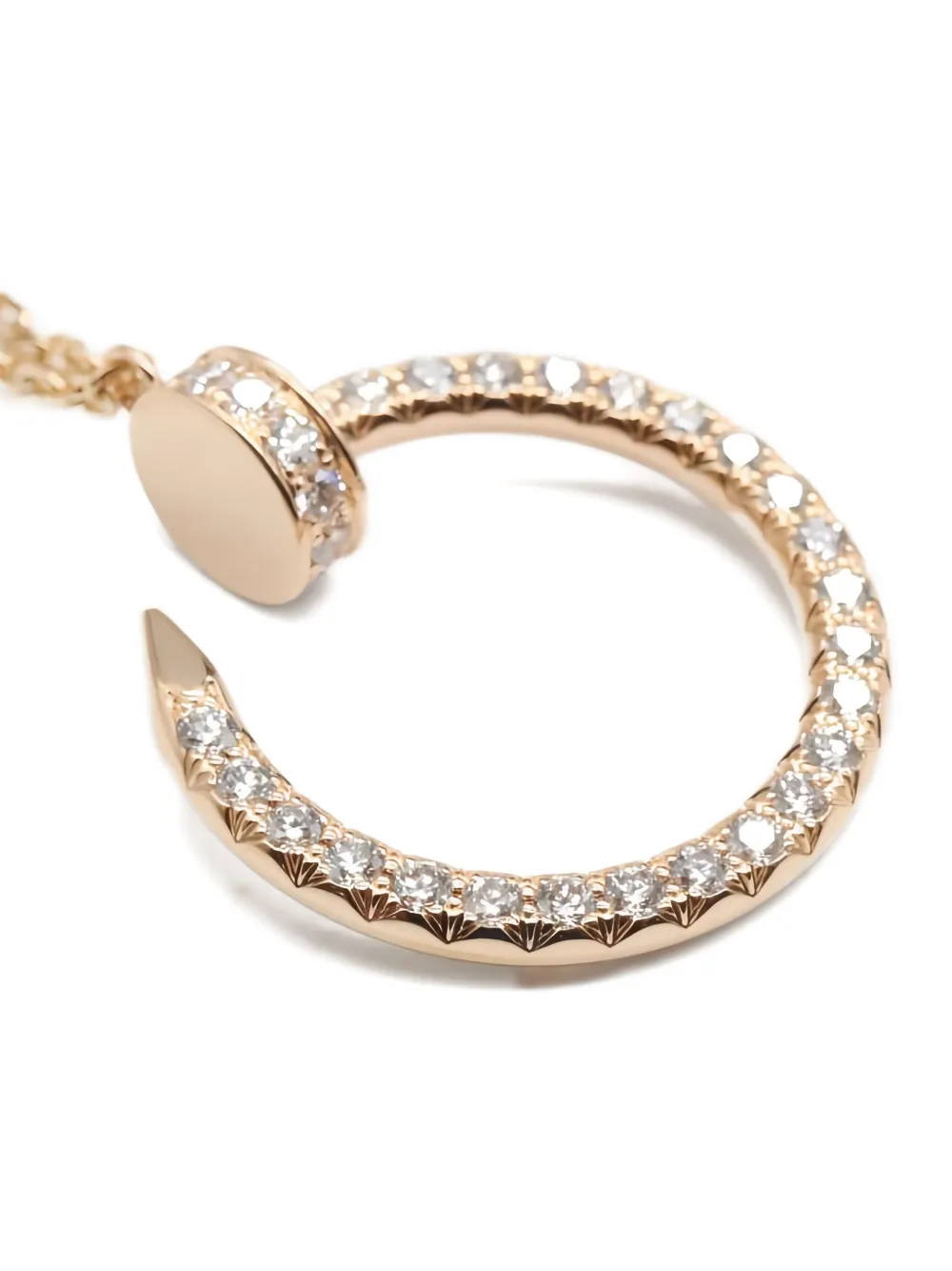 Pre-owned Cartier 2010s 18k Rose Gold Juste Un Clou Diamonds Necklace