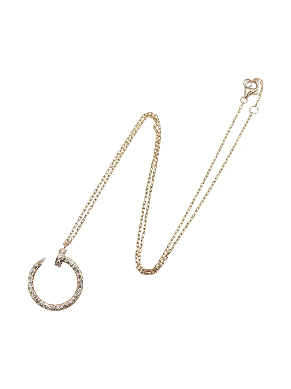 Pre-owned Cartier 2010s 18k Rose Gold Juste Un Clou Diamonds Necklace