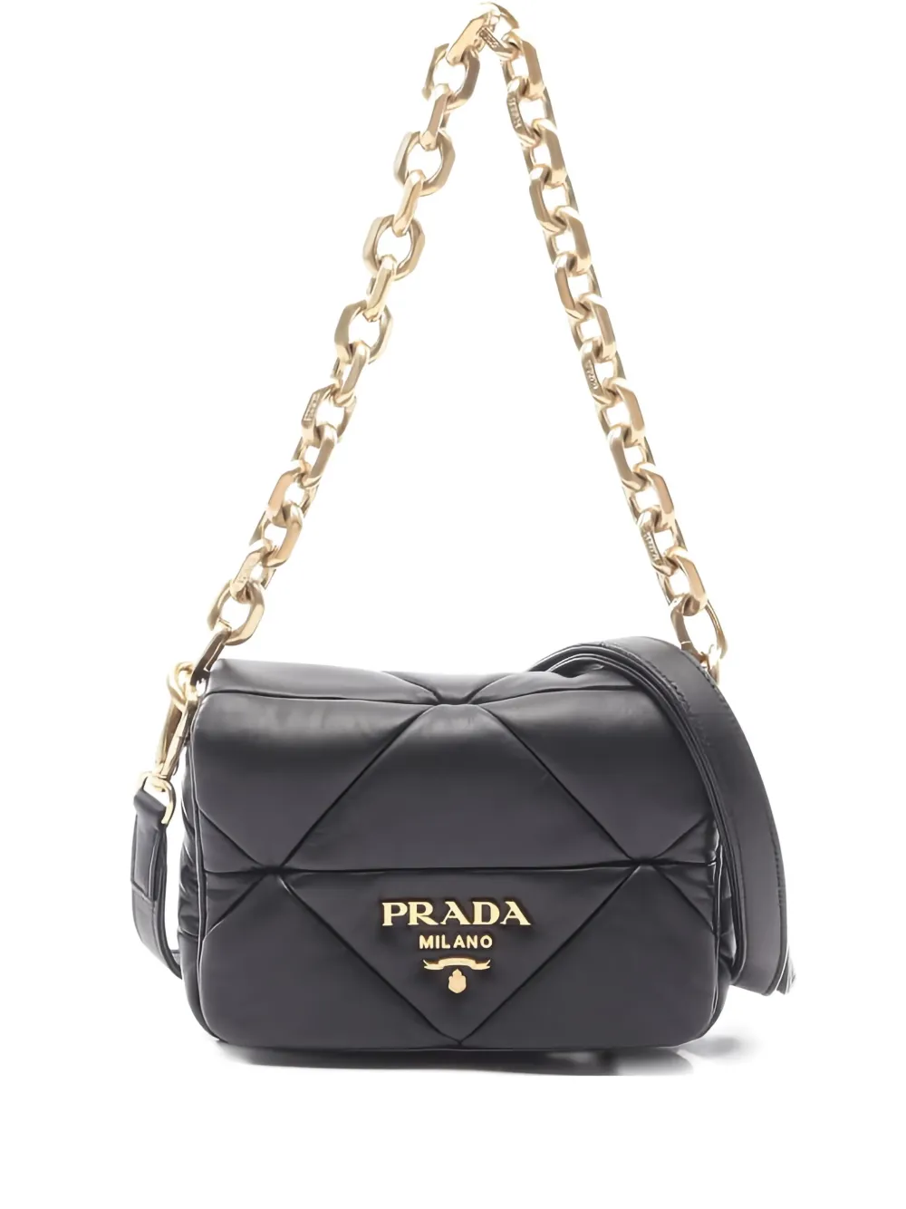 Pre-owned Prada 2010s System Patchwork Shoulder Bag In Black