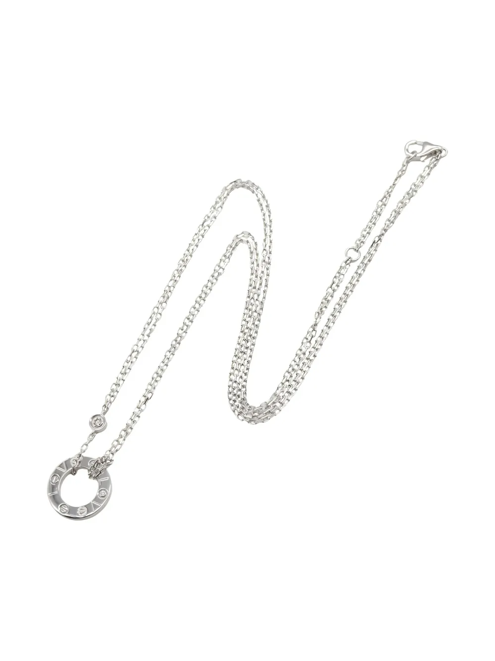 Pre-owned Cartier 2010s 18k White Gold Love Circle Necklace In Silver