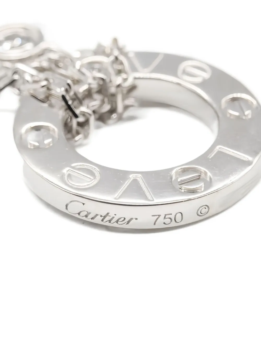 Pre-owned Cartier 2010s 18k White Gold Love Circle Necklace In Silver