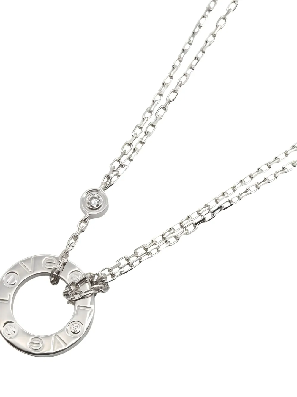 Pre-owned Cartier 2010s 18k White Gold Love Circle Necklace In Silver