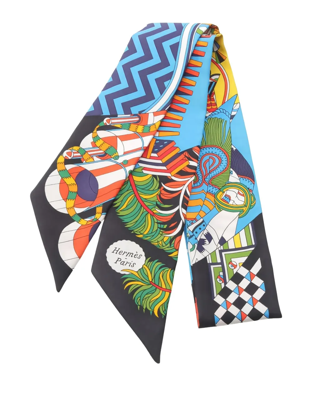 Hermès Pre-Owned mascada con listón estampado 2010 | azul | Image 1