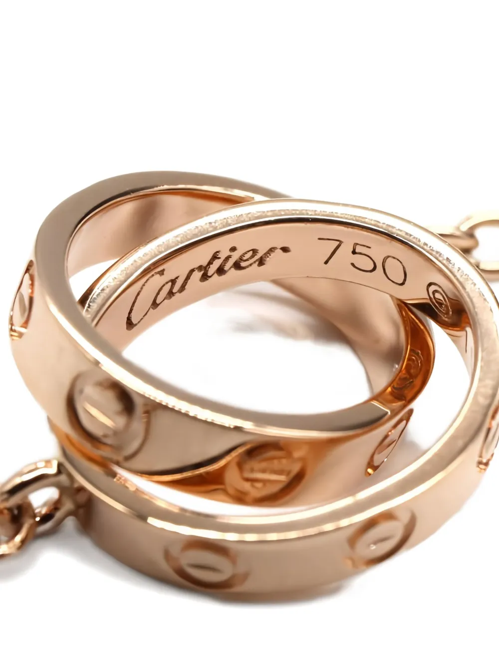 Pre-owned Cartier 2010s 18k Rose Gold Baby Love Necklace In Pink