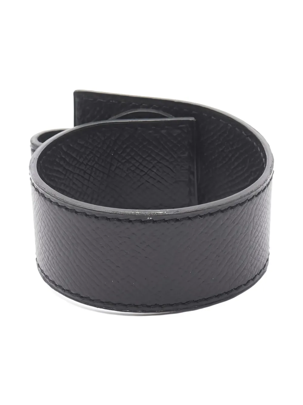 Pre-owned Hermes 2010s Dalvy Leather Bracelet In Black