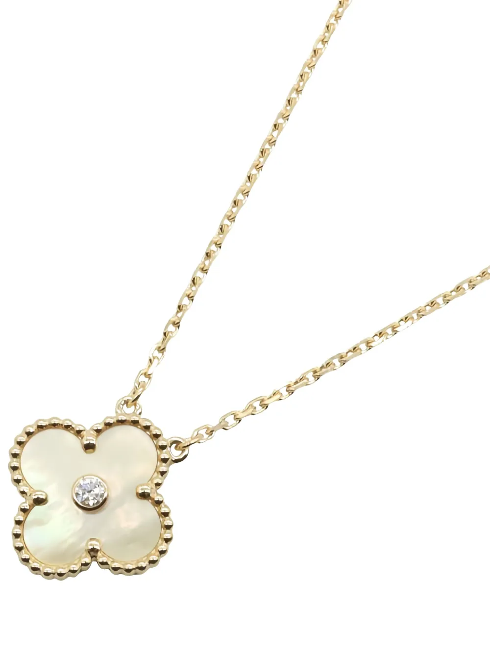 Pre-owned Van Cleef & Arpels 2010s 18k Yellow Gold Alhambra Diamond Necklace