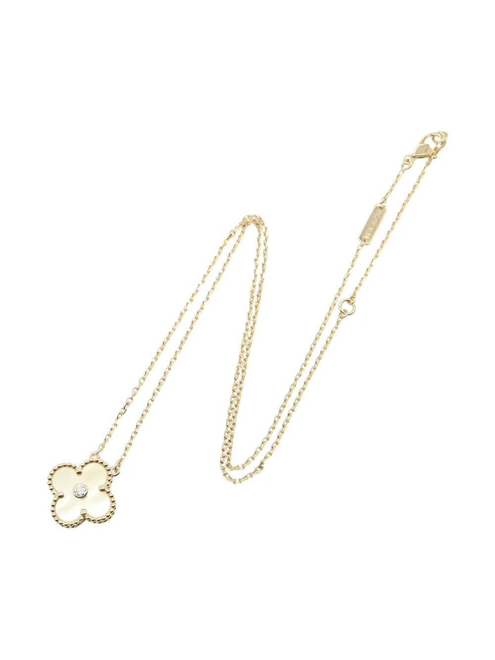 Pre-owned Van Cleef & Arpels 2010s 18k Yellow Gold Alhambra Diamond Necklace