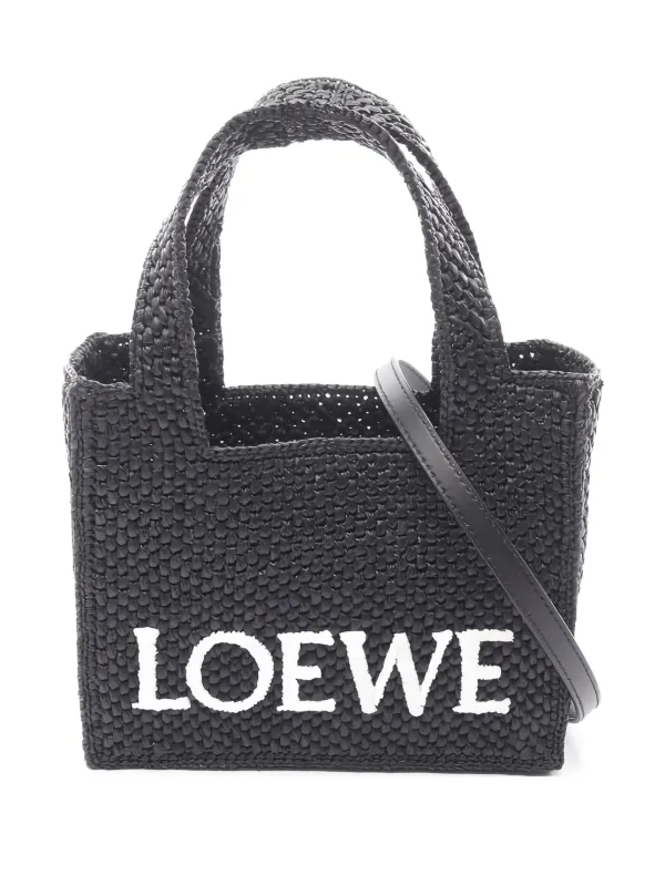 Loewe Pre-Owned Bolso Shopper Mini De Piel y Rafia 2020 Negro