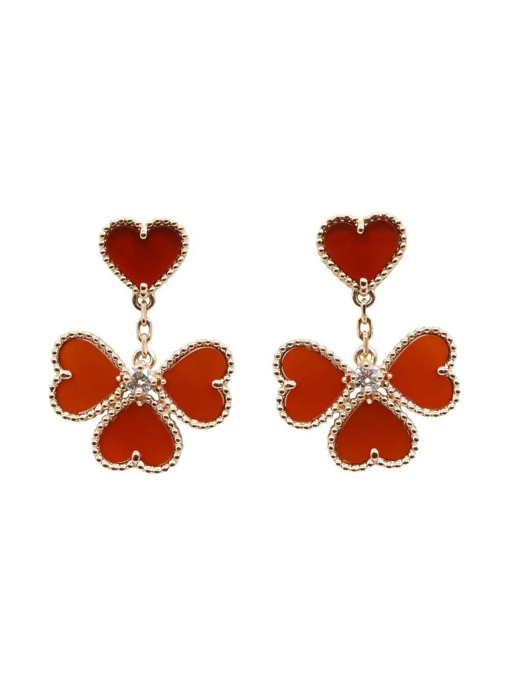 Van Cleef & Arpels Pre-Owned 2010s 18K rose gold Sweet Alhambra carnelian earrings - Rosa