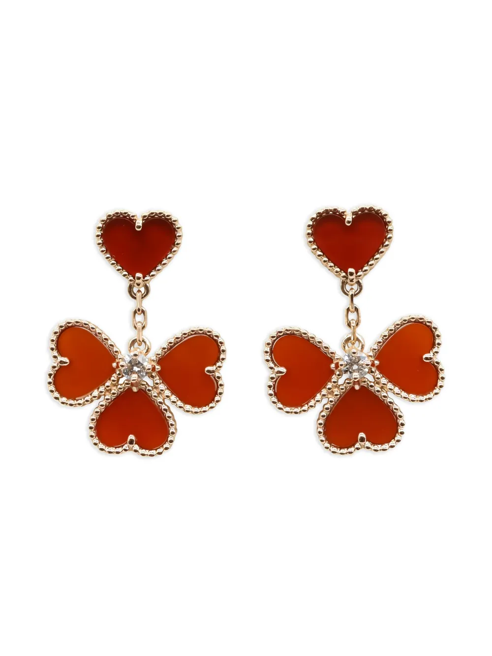 Van Cleef & Arpels Pre-Owned 2010s スウィート アルハンブラ カーネリアン ピアス 18Kローズゴールド